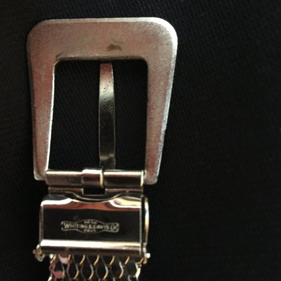 Vintage Whiting & Davis Silver Chrome Shiny Mesh Metal Slinky Belt Womens 24-28" - Picture 8 of 10
